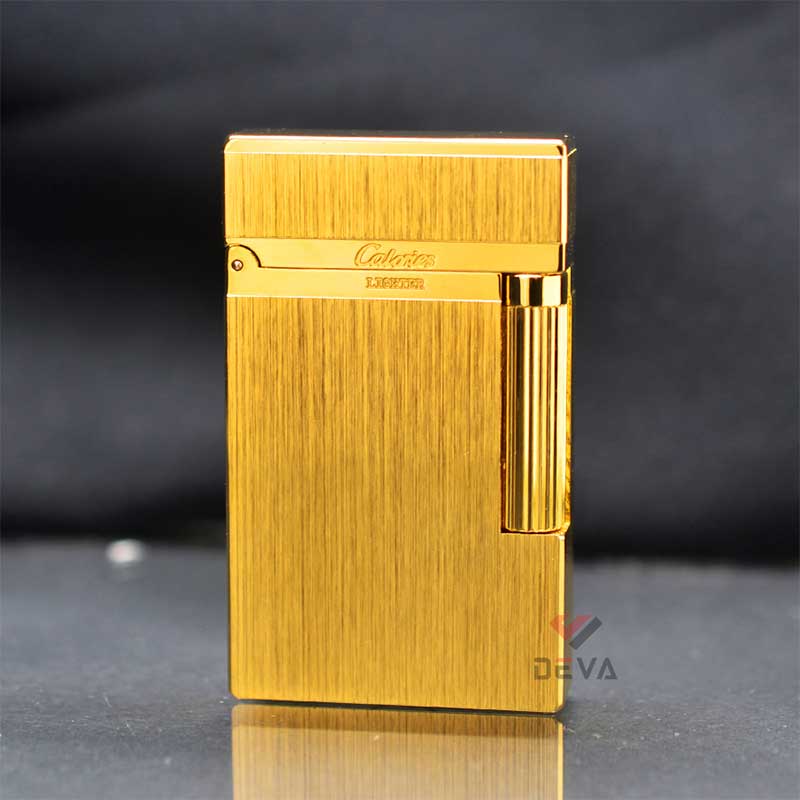 Zippo vàng mẫu xăng đá Calories Vân Xước Mạ Vàng CL-X03