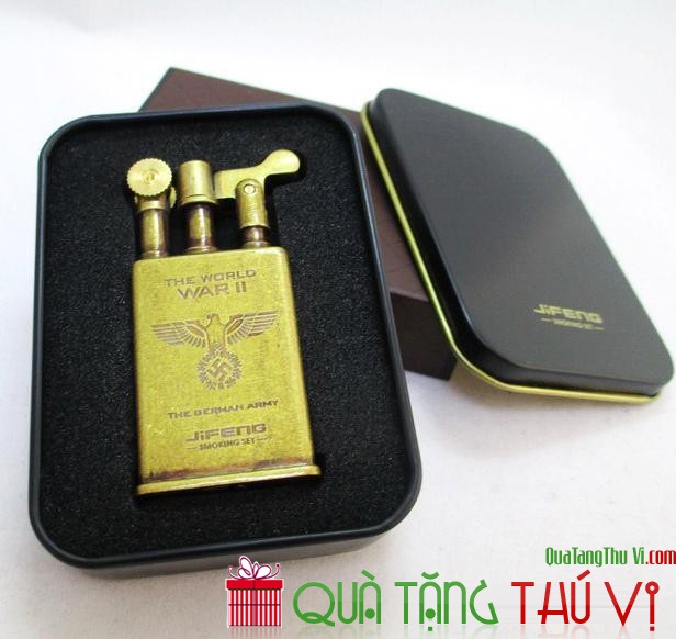 hộp bật lửa kim loại đồng jieng sang trọng