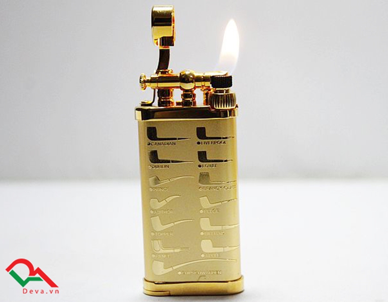 bật lửa hút tẩu bọc vàng