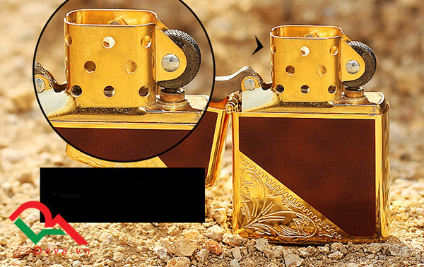 Bật lửa zippo sơn mài chéo mạ vàng chất 