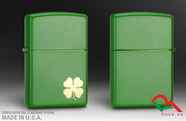 mua bật lửa zippo sơn màu xanh cỏ 4 lá đẹp