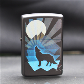 Zippo Sơn Chủ Đề Chó Sói Và Mặt Trăng Wolf AND Moon Design Z10